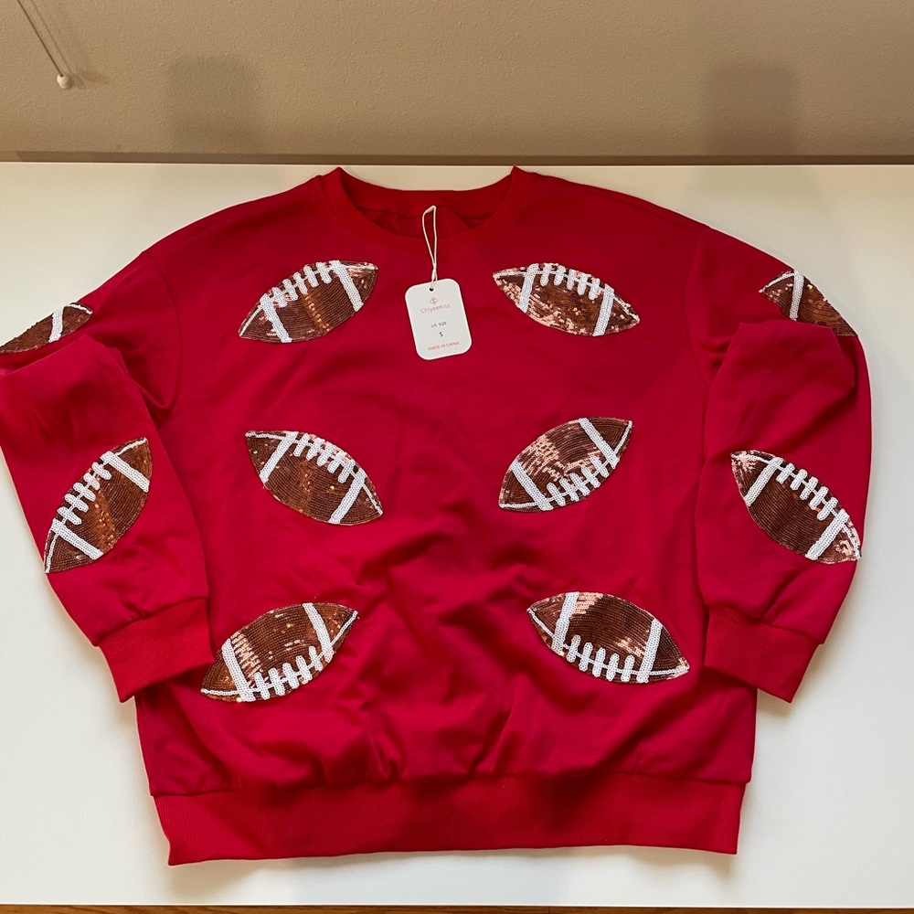 Sequin football sweatshirt